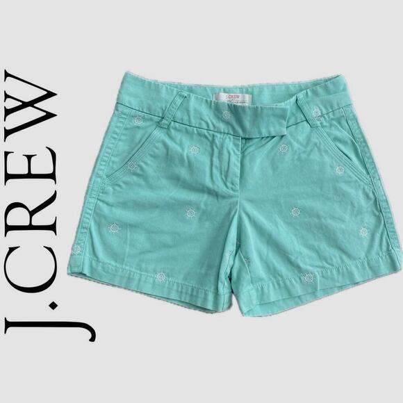 Jcrew Pants - JCREW CHINO SHORTS BROKEN IN COTTON SZ 0 MINT GREEN HELM FLAT FRONT SAILOR CHIC